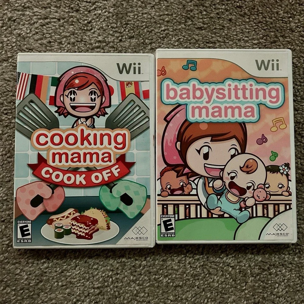 Nintendo Wii Game Lot Cooking Mama Cook Off & Babysitting Mama Both Complete